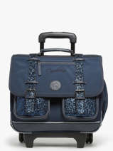 Boekentas Op Wieltjes Kinderen 2 Compartimenten Cameleon Blauw vintage fantasy CR38