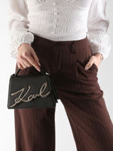 Cross Body Tas K Signature Leder Karl lagerfeld Zwart k signature A1W30038-vue-porte