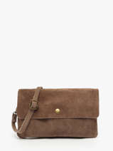 Cross Body Tas Velvet Leder Milano Bruin velvet VE23067