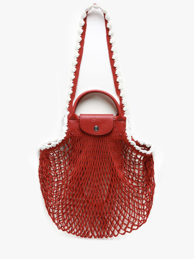 Longchamp Le pliage filet crochet Schoudertas Rood