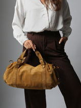 Schoudertas Folk Leder Gerard darel Beige folk DCS01407-vue-porte