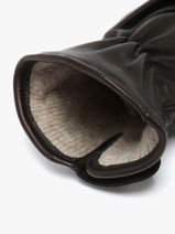 Dameshandschoenen Leder Met Wollen Voering Omega Zwart women gloves L-vue-porte