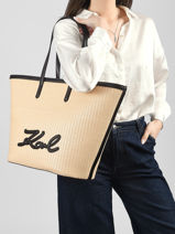 Schoudertas K Signature Polyurethaan Karl lagerfeld Beige k signature B2W30088-vue-porte