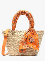 Handtas Bandana Stro Le voyage en panier Oranje bandana PM968