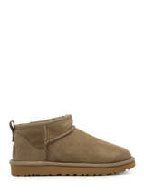 Boots Classic Ultra Mini Uit Leder Ugg Beige women - 01116109