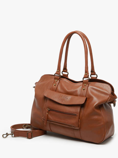 Schoudertas A4 Formaat Cow Leder Basilic pepper Bruin cow BCOW78 ander zicht 2