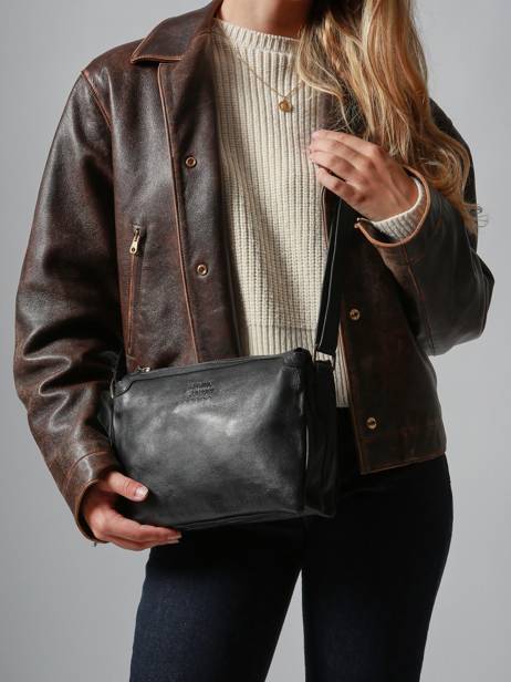 Cross Body Tas Cow Leder Basilic pepper Zwart cow BCOW83 ander zicht 1
