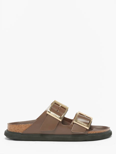 Slippers Arizona Droplet Uit Leder Birkenstock Bruin women 1031910