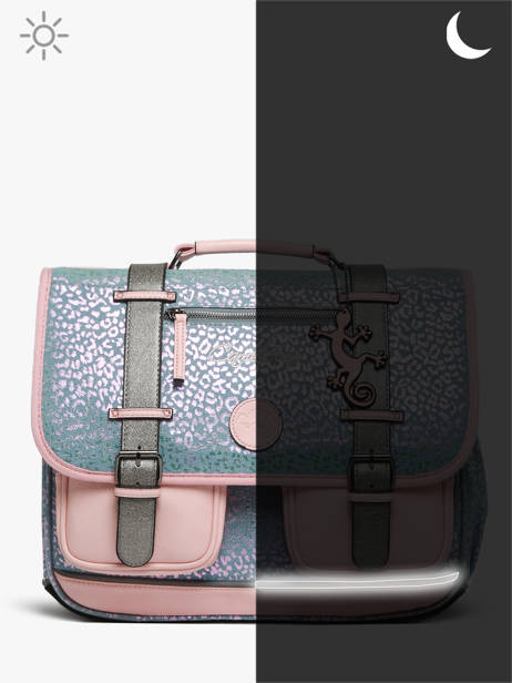 Boekentas 2 Compartimenten Cameleon Blauw vintage fantasy PBVGCA38 ander zicht 8