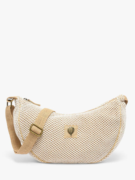 Cross Body Tas Resille Katoen Le voyage en panier Beige resille PM943