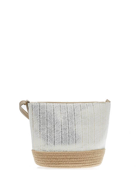 Cross Body Tas Irisé Raffia Le voyage en panier Wit guimauve PM289 ander zicht 4